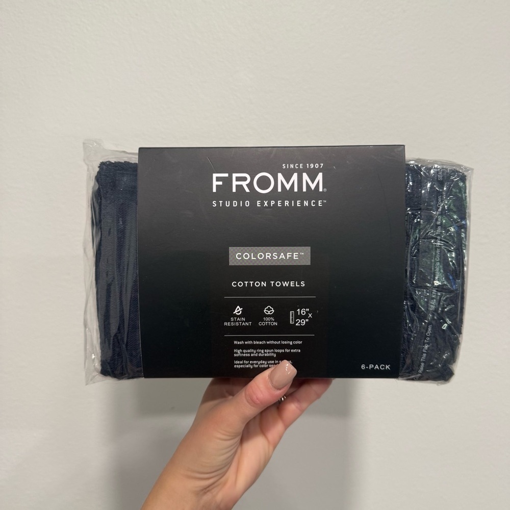 Fromm ColorSafe Black 100% Cotton Towels 6 Pack